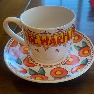 Vintage Mary Engelbreit Cup & Saucer “ Be warm, inside and out” ❤️